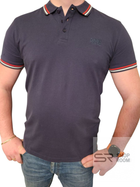 Cavalli Class MĘSKA KOSZULKA POLO Z KRÓTKIM RĘKAWEM KLASY CAVALLI NIEBIESKA Cavalli Class MĘSKA KOSZULKA POLO Z KRÓTKIM RĘKAWEM KLASY CAVALLI NIEBIESKA