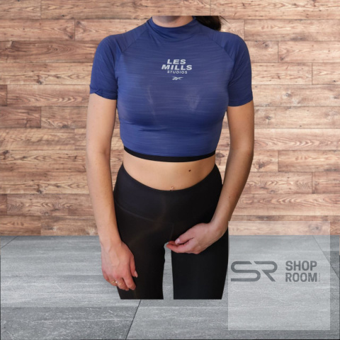 Niebieska koszulka damska Reebok Les Mills Style z krótkim rękawem Niebieska koszulka damska Reebok Les Mills Style z krótkim rękawem