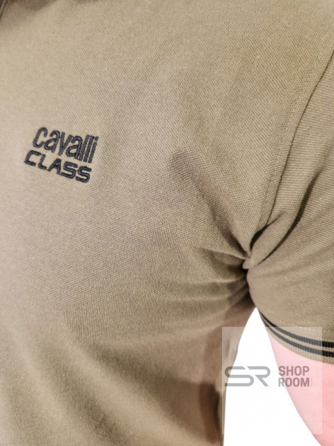 ZIELONA KOSZULKA POLO MĘSKA Z KRÓTKIM RĘKAWEM KLASY CAVALLI